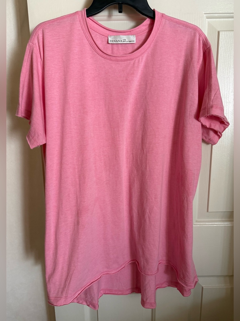 Zenana Outfitters Bubblegum Pink Crewneck Short Sleeve Tunic